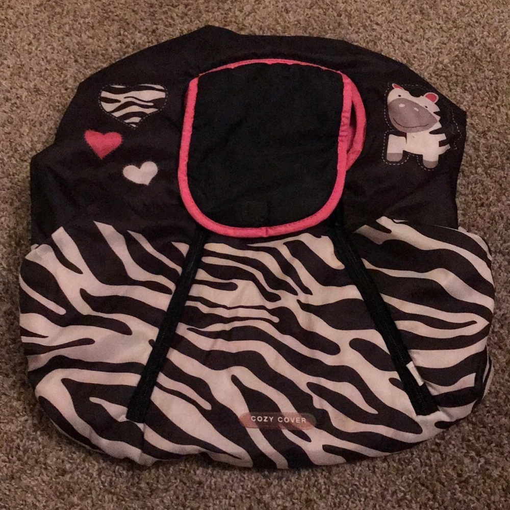 Cozy Cover zebra pink black infant care seat cover
